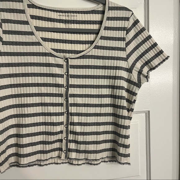 American Eagle Striped Crop Tee - Picture 2 of 4